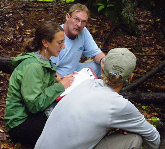 Beth, Kevin and Tim put the final touches on a Big Run survey.