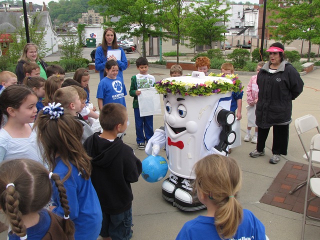 Kirby the Trash Can at Earth Day Celebration